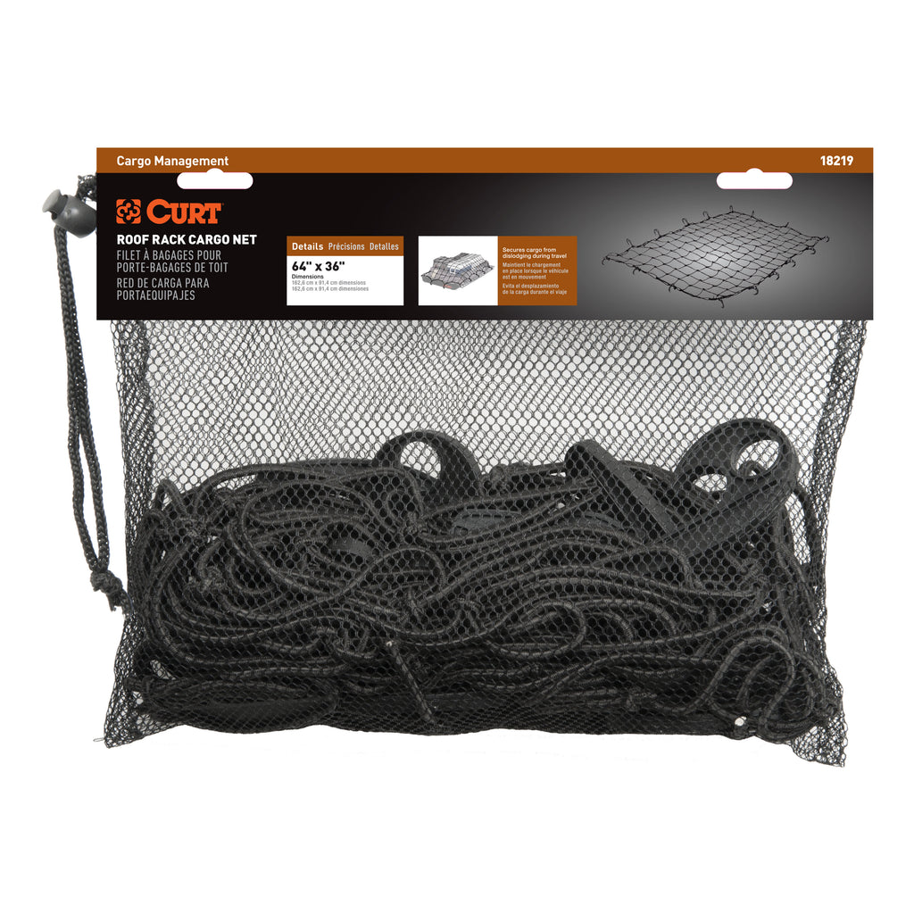 CURT 18219 64" x 36" Elastic Cargo Net for Roof Basket
