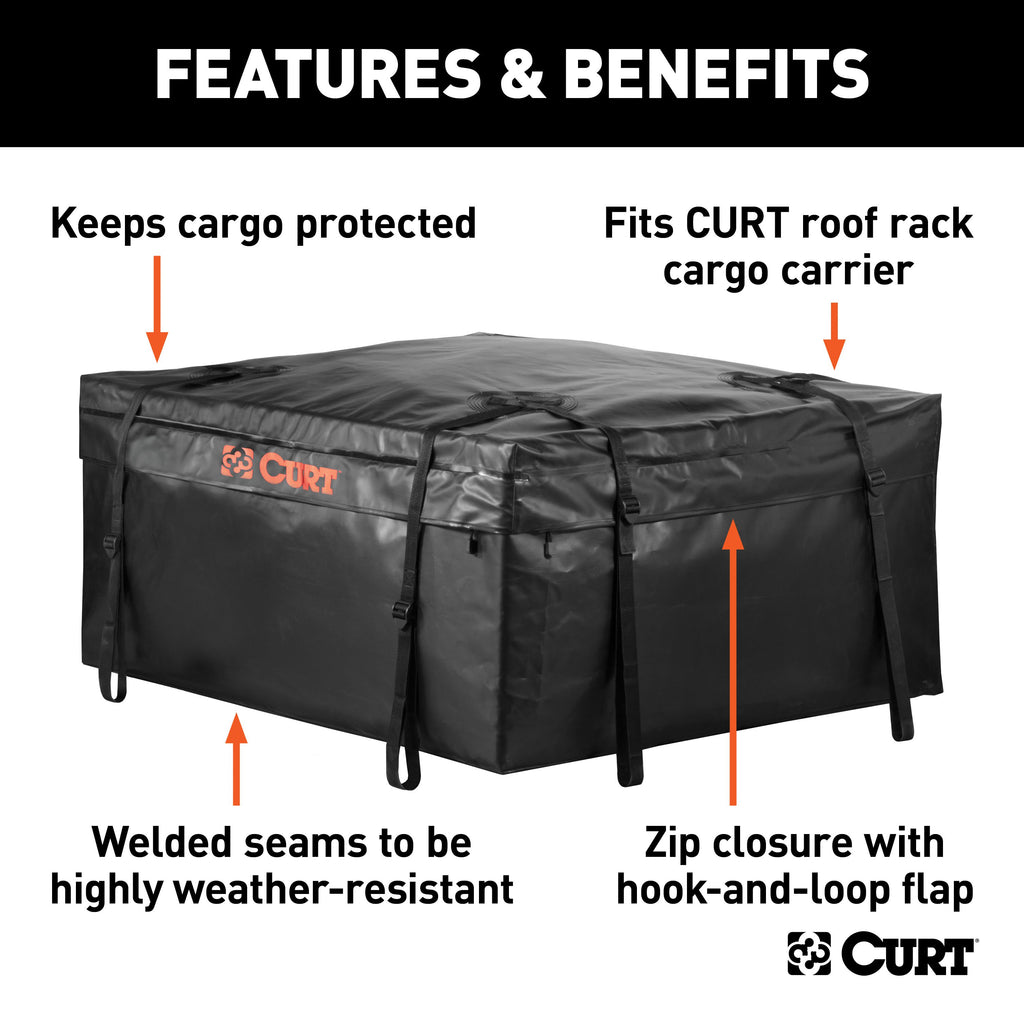 CURT 18220 38" x 34" x 18" Weather-Resistant Vinyl Roof Rack Cargo Bag