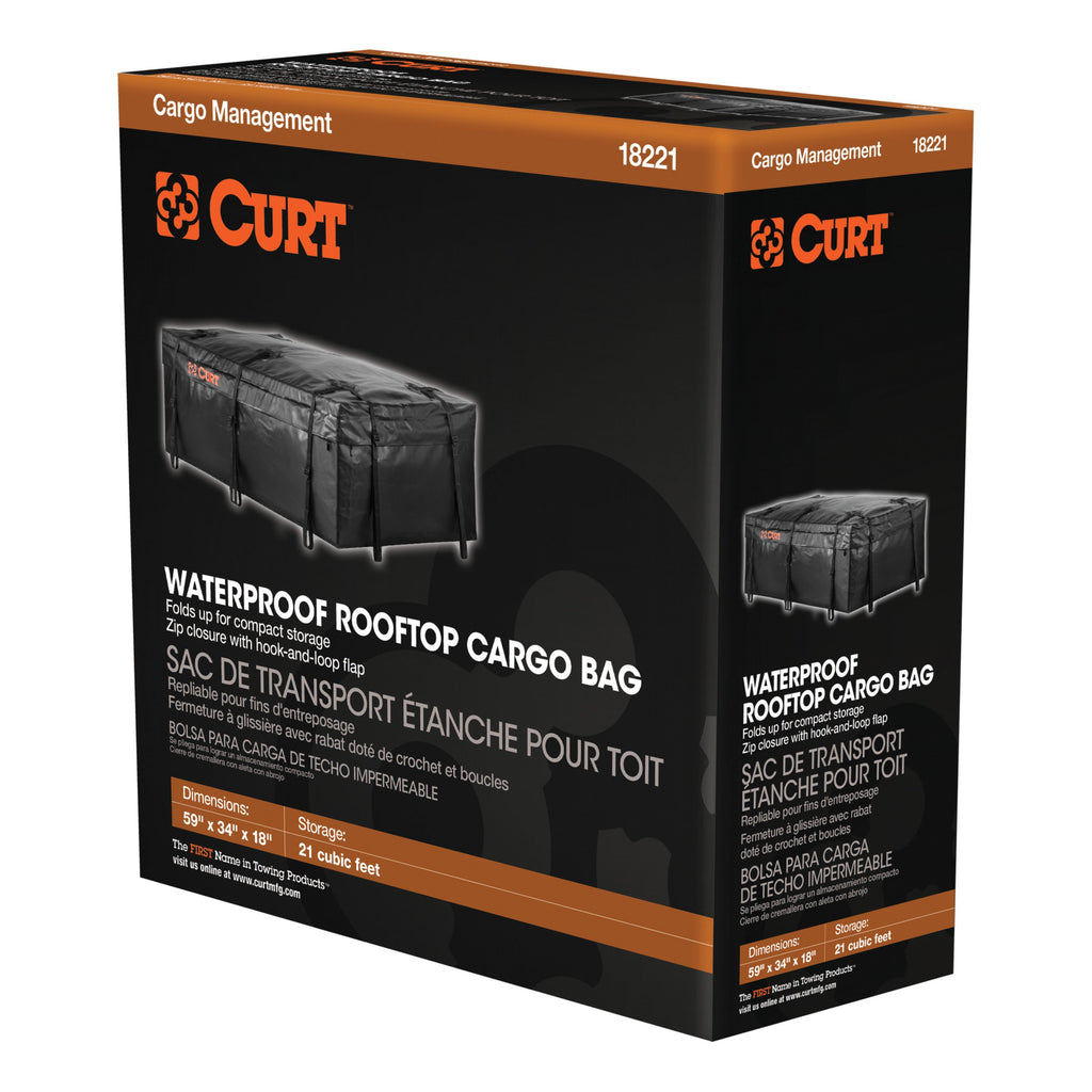 CURT 18221 59" x 34" x 21" Weather-Resistant Vinyl Roof Rack Cargo Bag