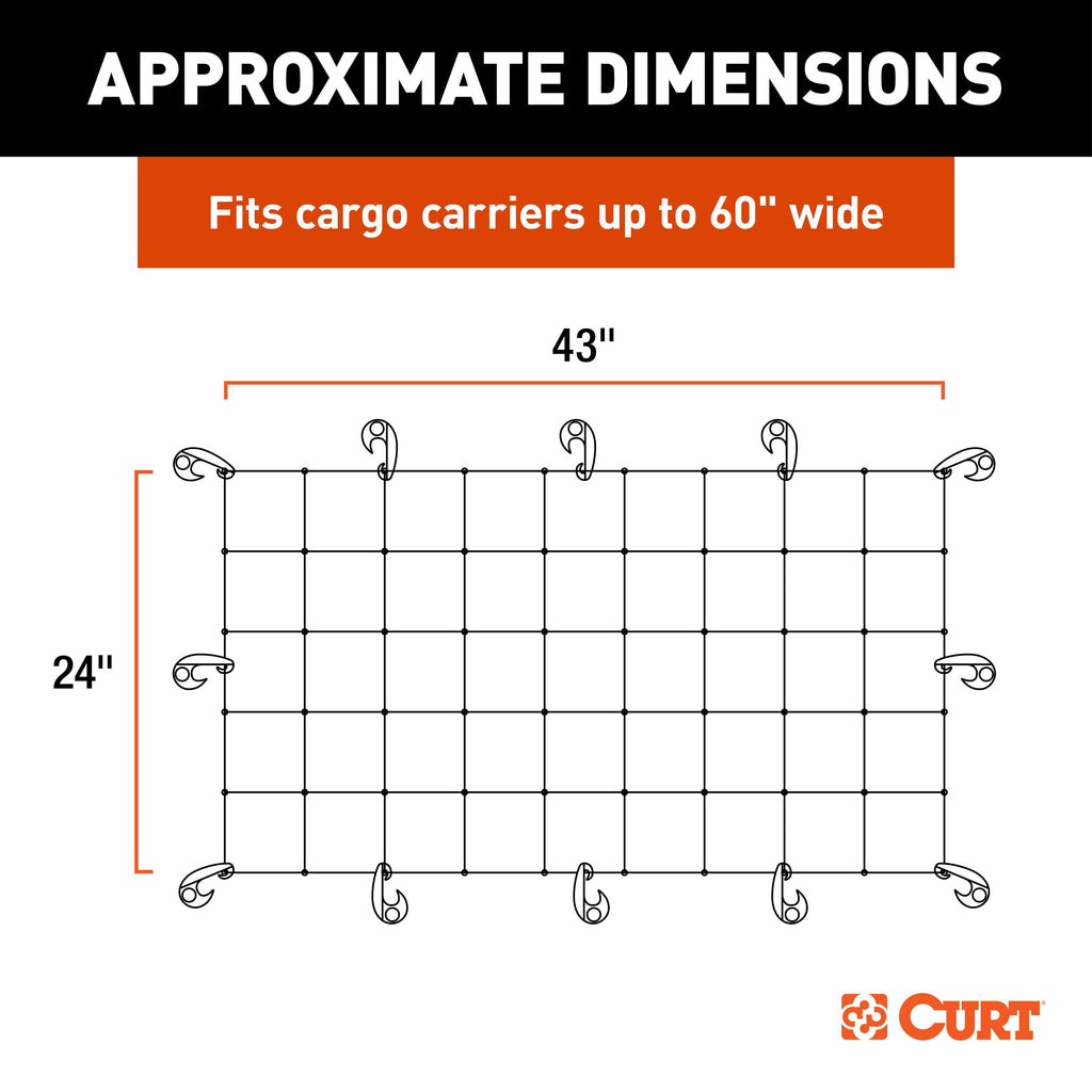 CURT 18223 43" x 24" Elastic Cargo Net for Hitch Carrier