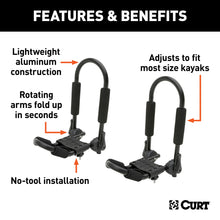 Load image into Gallery viewer, CURT 18320 Adjustable Aluminum Roof Rack Kayak Holders