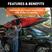 Load image into Gallery viewer, CURT 18320 Adjustable Aluminum Roof Rack Kayak Holders