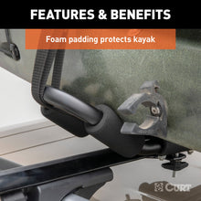 Load image into Gallery viewer, CURT 18320 Adjustable Aluminum Roof Rack Kayak Holders
