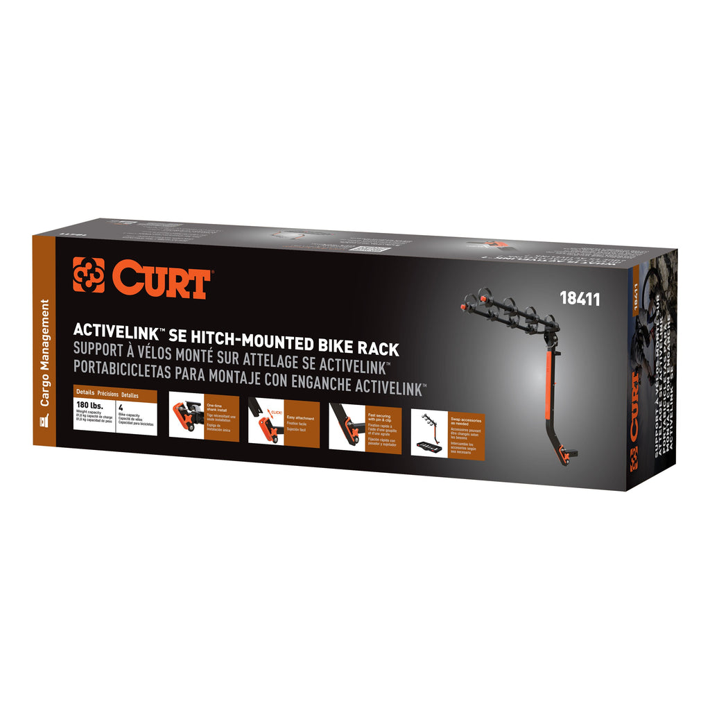 CURT 18411 ActiveLink SE Hitch-Mounted Bike Rack (4 Bikes, 2" Shank)