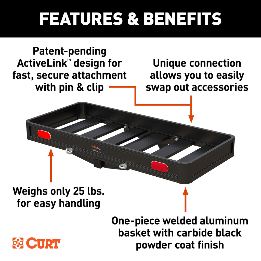 CURT 18415 ActiveLink 49" x 22" Aluminum Hitch Cargo Carrier