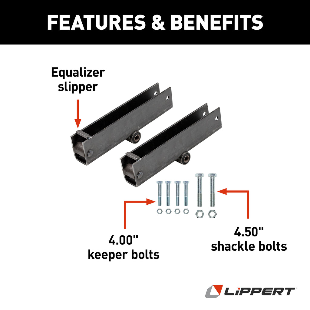 CURT 184175 Axle Slipper Suspension Kit, 10,000-lb. Tandem Axles, 48-1/2" Axle Spacing