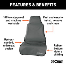 Load image into Gallery viewer, CURT 18500 Seat Defender 58" x 23" Removable Waterproof Grey Bucket Seat Cover