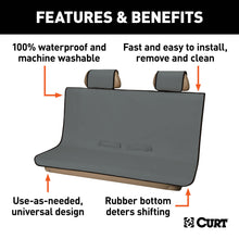 Load image into Gallery viewer, CURT 18510 Seat Defender 58" x 55" Removable Waterproof Grey Bench Seat Cover