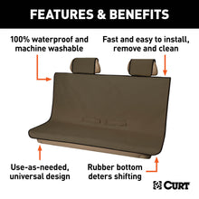 Load image into Gallery viewer, CURT 18512 Seat Defender 58" x 55" Removable Waterproof Brown Bench Seat Cover
