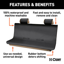 Load image into Gallery viewer, CURT 18521 Seat Defender 58" x 63" Removable Waterproof Black XL Bench Truck Seat Cover