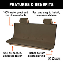 Load image into Gallery viewer, CURT 18522 Seat Defender 58" x 63" Removable Waterproof Brown XL Bench Truck Seat Cover