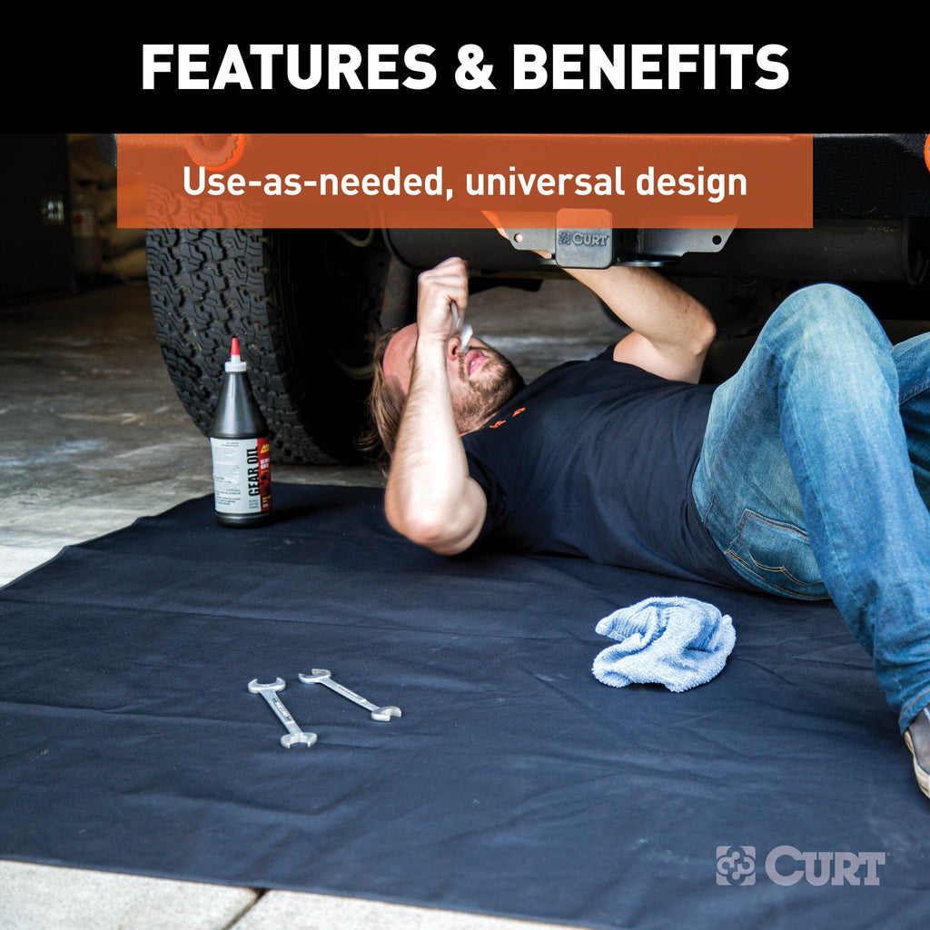 CURT 18530 Seat Defender 60" x 60" Removable Waterproof Black Cargo Blanket Protector