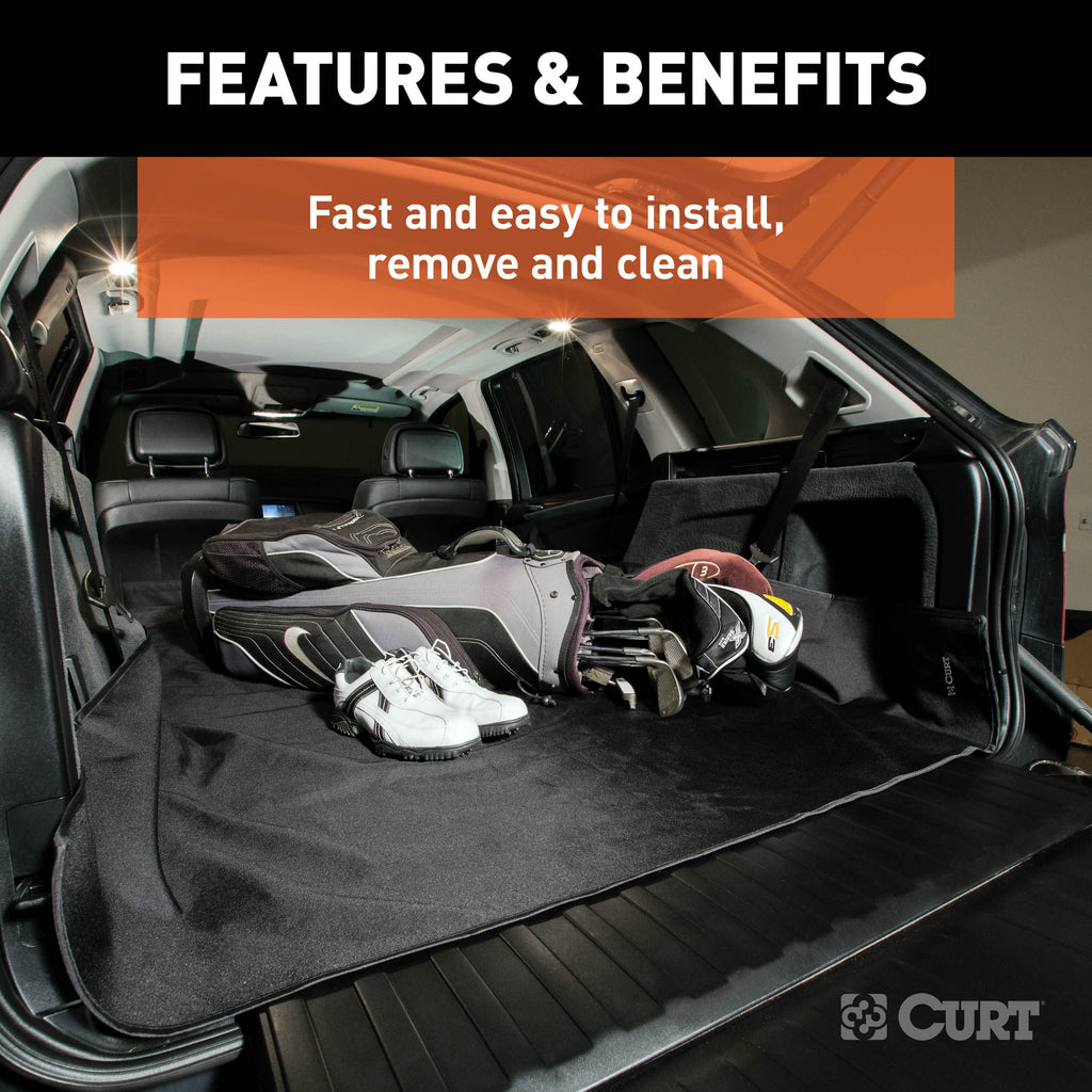 CURT 18530 Seat Defender 60" x 60" Removable Waterproof Black Cargo Blanket Protector