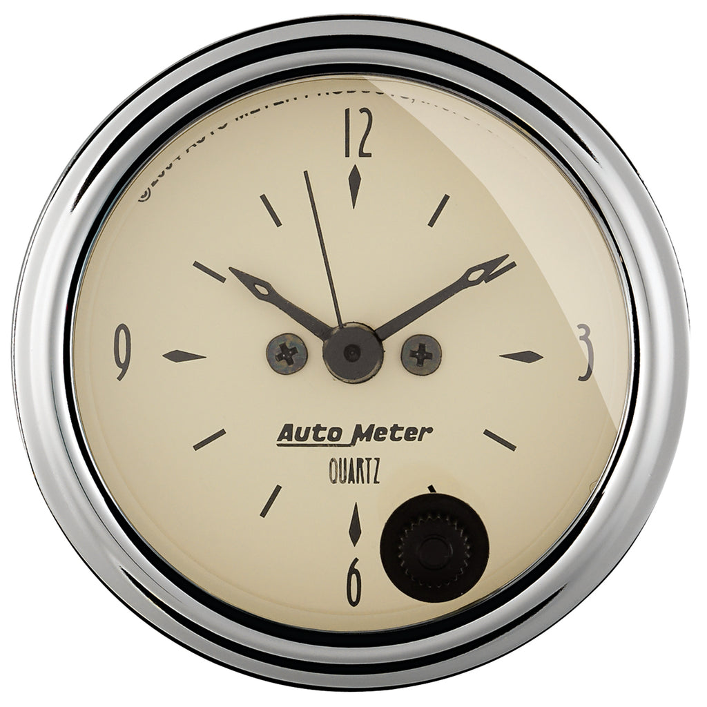 AutoMeter 1885 GAUGE, CLOCK, 2 1/16", 12HR, ANALOG, ANTIQUE BEIGE