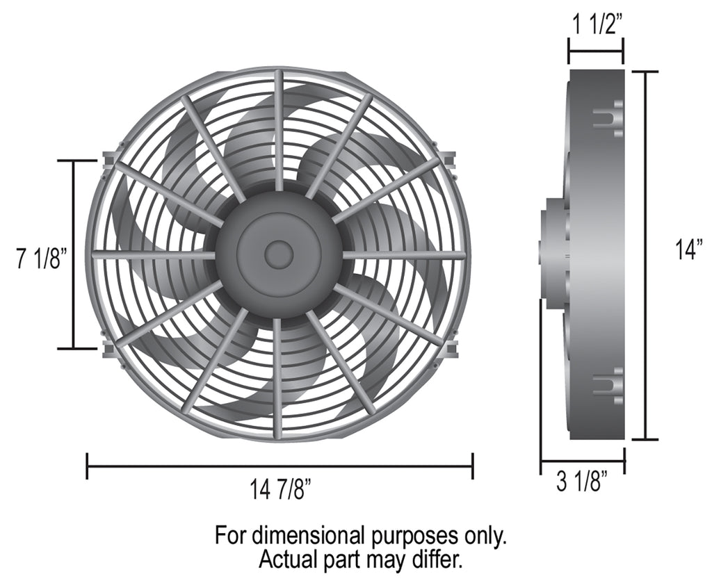 Derale 18914 14" Dyno-Cool Curved Blade Electric Fan
