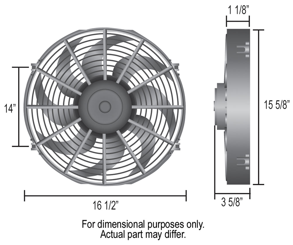 Derale 18916 16" Dyno-Cool Curved Blade Electric Fan