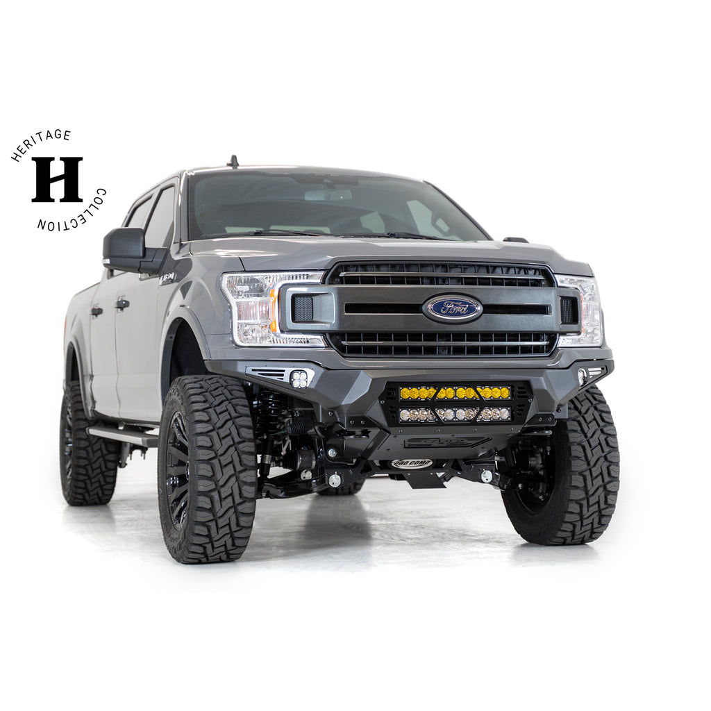 18C-Ford-F150-Bomber-Front-Bumper-With-Dual-20-Led-Mounts-And-Dually-Mounts-Sides-Hammer-Black