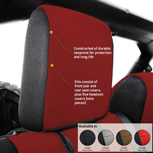 Load image into Gallery viewer, 18C-Wrangler-Jl-4Dr-Neoprene-Front-And-Rear-Seat-Cover-Set;-BlackRed