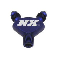 Load image into Gallery viewer, 18Npt-X-3An-X-3An-Billet-Pure-Flo-Y-Fitting---Blue