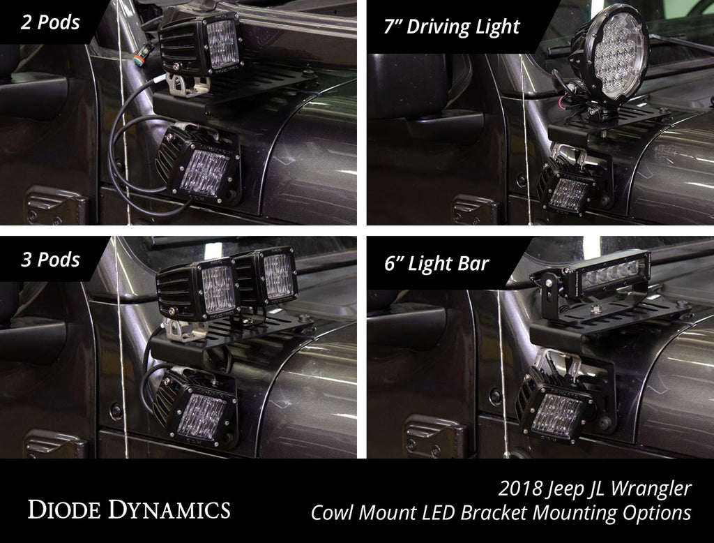 Diode Dynamics DD6554 Pod light kit featuring advanced TIR optics for high efficiency and focus. for Select Jeep Gladiator, Jeep Wrangler
