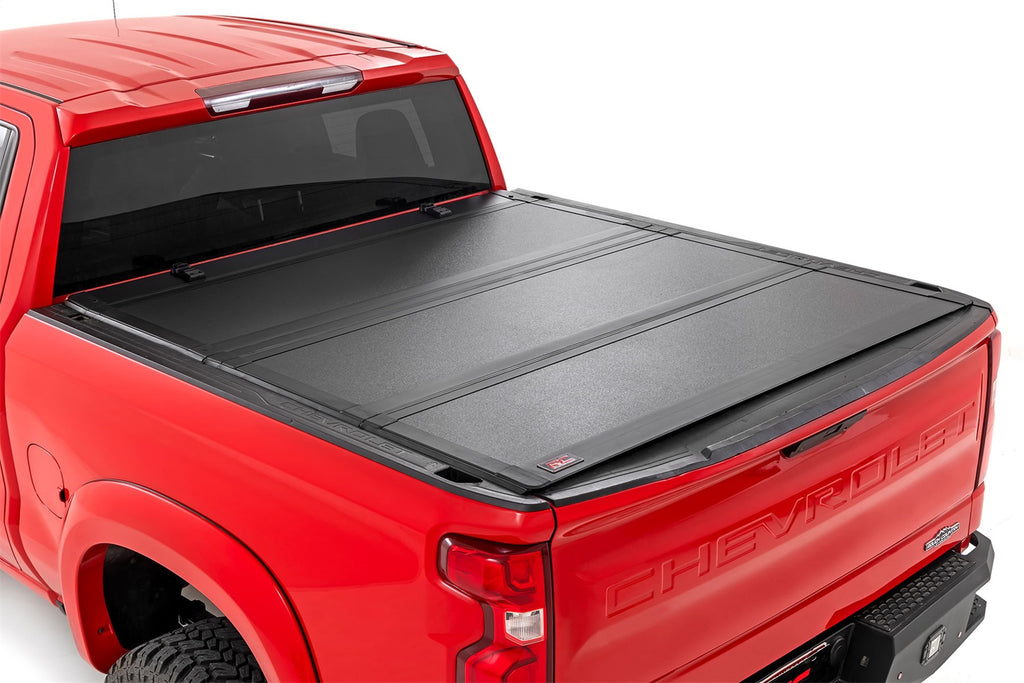 Rough Country 49120650 Hard Tri-Fold Tonneau Bed Cover for Select Chevrolet Silverado 1500, GMC Sierra