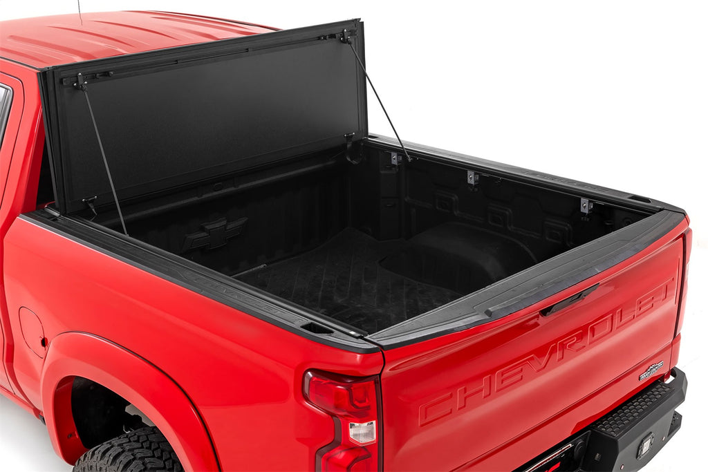 Rough Country 49120580 Hard Tri-Fold Tonneau Bed Cover for Select Chevrolet Silverado 1500, GMC Sierra
