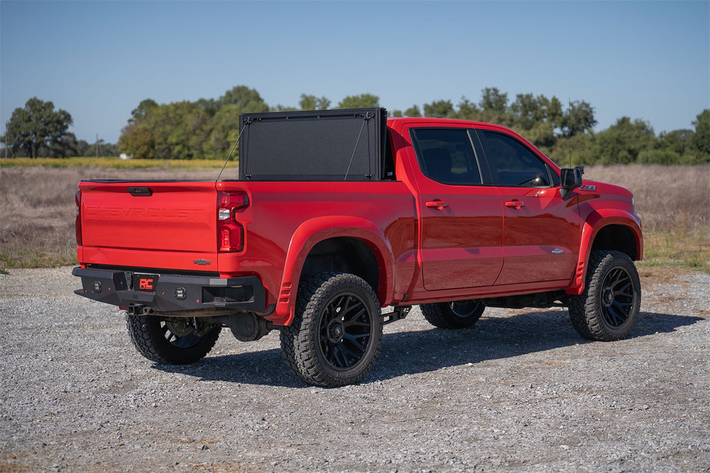 Rough Country 49120580 Hard Tri-Fold Tonneau Bed Cover for Select Chevrolet Silverado 1500, GMC Sierra