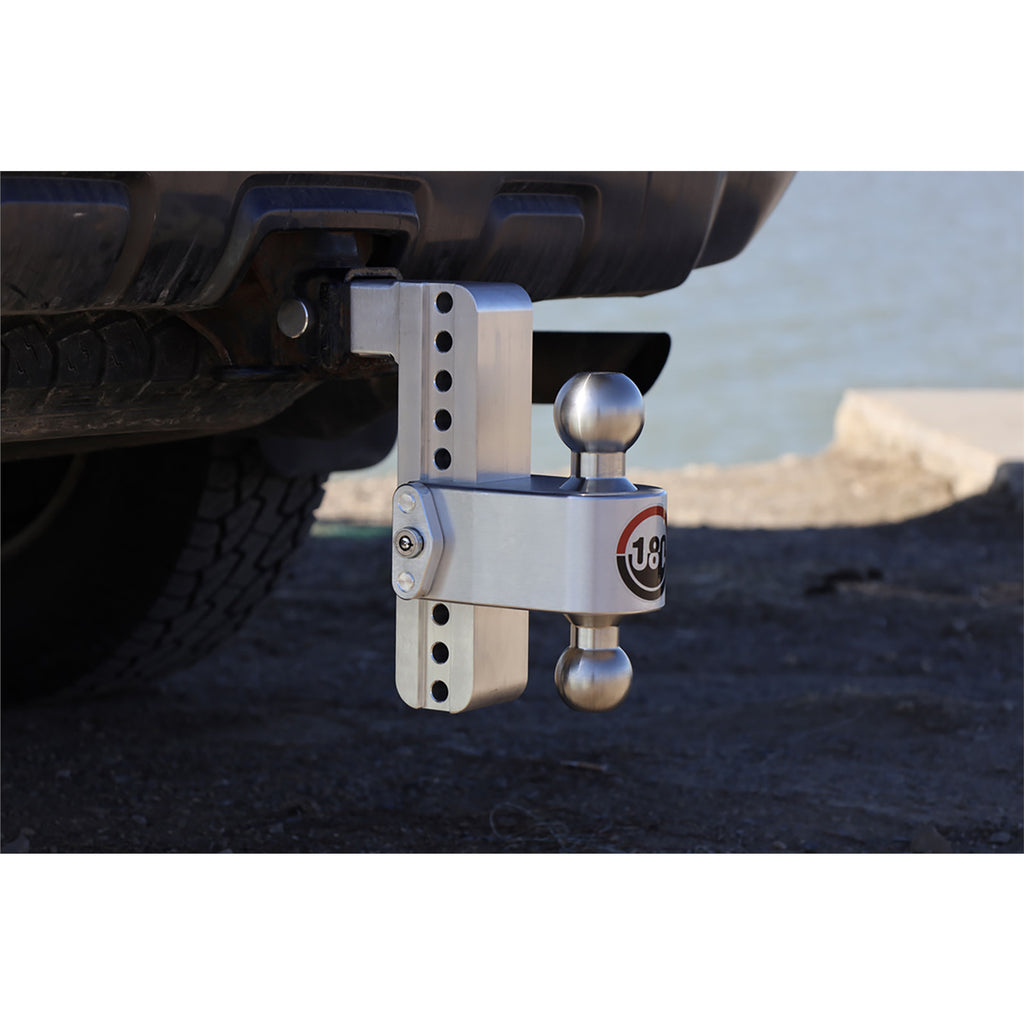 ~(19-Lbs.-14X9x4)~-180-Degree-Turnover-Ball-8-Inch-Drop-Hitch-W-2-Inch-Shank-Includes-Stainless-Steel-2-Inchx-2-516-Inch-Combo-Ball-(8K10K-Gtwr)-V5-Andj684-Certified.-Ws03-(Dual-Pin-Lock-Plate)-Included.