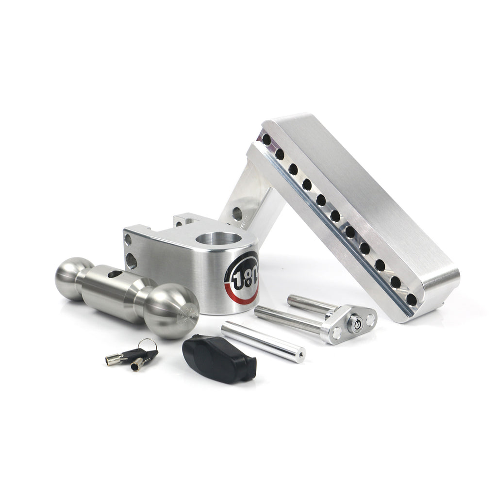 ~(19-Lbs.-14X9x4)~-180-Degree-Turnover-Ball-8-Inch-Drop-Hitch-W-2-Inch-Shank-Includes-Stainless-Steel-2-Inchx-2-516-Inch-Combo-Ball-(8K10K-Gtwr)-V5-Andj684-Certified.-Ws03-(Dual-Pin-Lock-Plate)-Included.