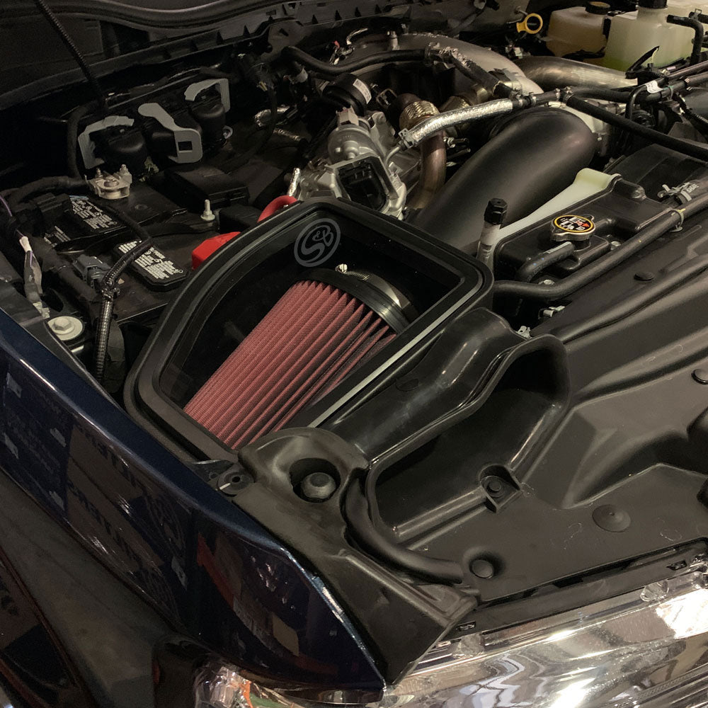 ~(19-Lbs.-25X16x15)~-Cold-Air-Intake-For-2020-Ford-F250-F350-V8-6.7L-Powerstroke-Cotton-Cleanable-Red-S-B
