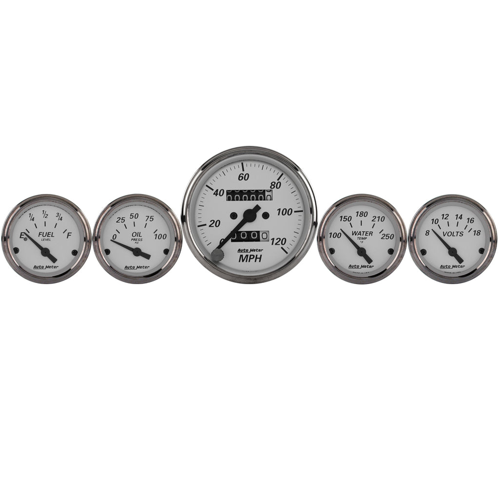 AutoMeter 1901 GAUGE KIT, 5 PC., 3 1/8" & 2 1/16", MECH. SPEEDOMETER, AMERICAN PLATINUM