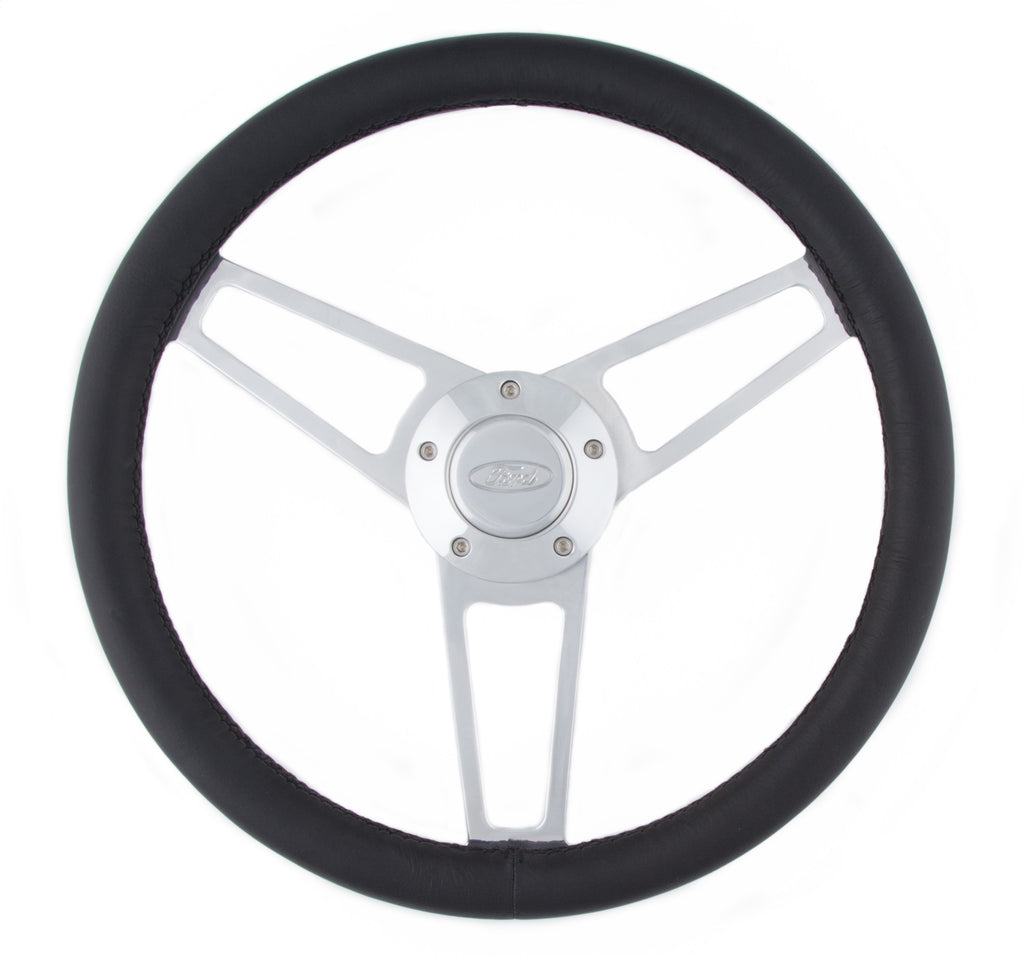 Grant 1902 Billet Series Leather Wheel and Installation Kit for Select Ford Bronco, Ford Bronco II, Ford Cortina, Ford Country Sedan, Ford Country Squire, Ford Courier, Ford Custom, Ford Custom 500, Ford E-100 Econoline, Ford E-100 Econoline Club Wagon,