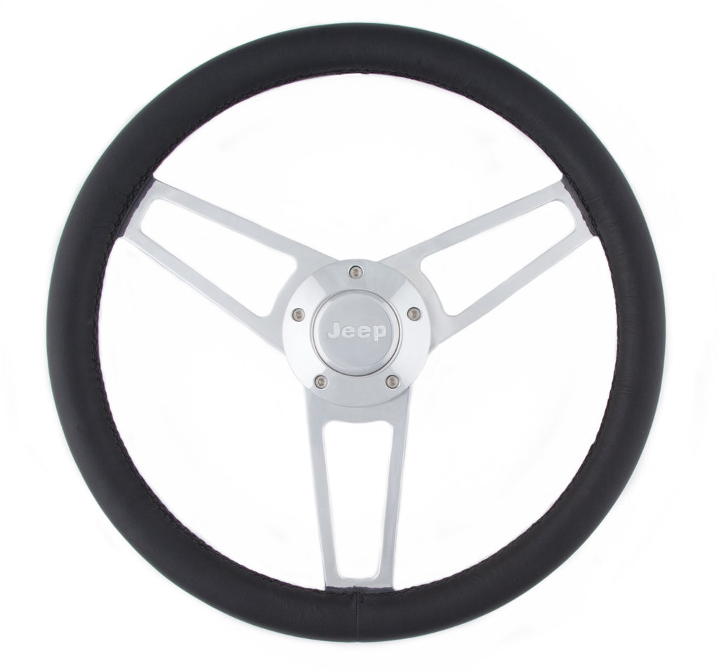 Grant 1904 Billet Series Leather Wheel and Installation Kit for Select Jeep CJ5, Jeep CJ7, Jeep Cherokee, Jeep Comanche, Jeep J10, Jeep J20, Jeep Scrambler, Jeep Wagoneer, Jeep Wrangler