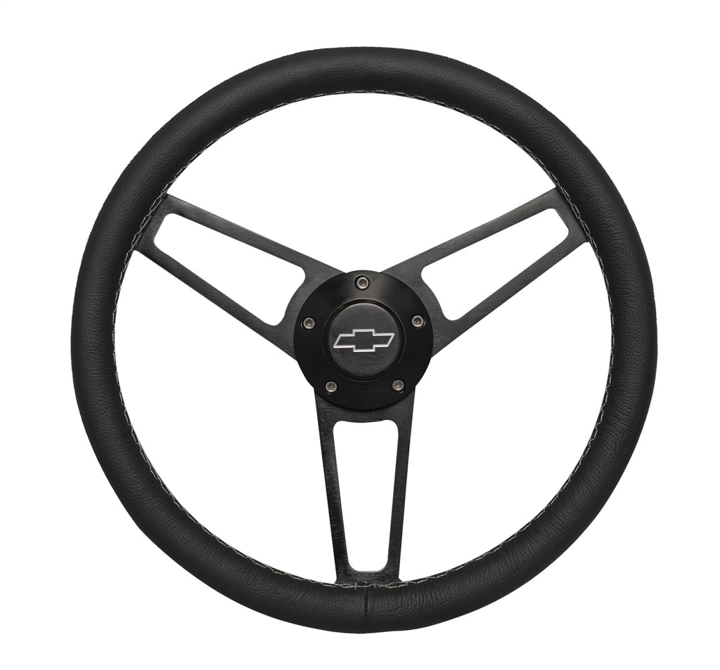 Grant 1906-1 Billet Series Leather Wheel and Installation Kit for Select Chevrolet 3B, Chevrolet 3C, Chevrolet 3D, Chevrolet 3E, Chevrolet 3F, Chevrolet 3G, Chevrolet Bel Air, Chevrolet Biscayne, Chevrolet Blazer, Chevrolet C10 Panel, Chevrolet C10