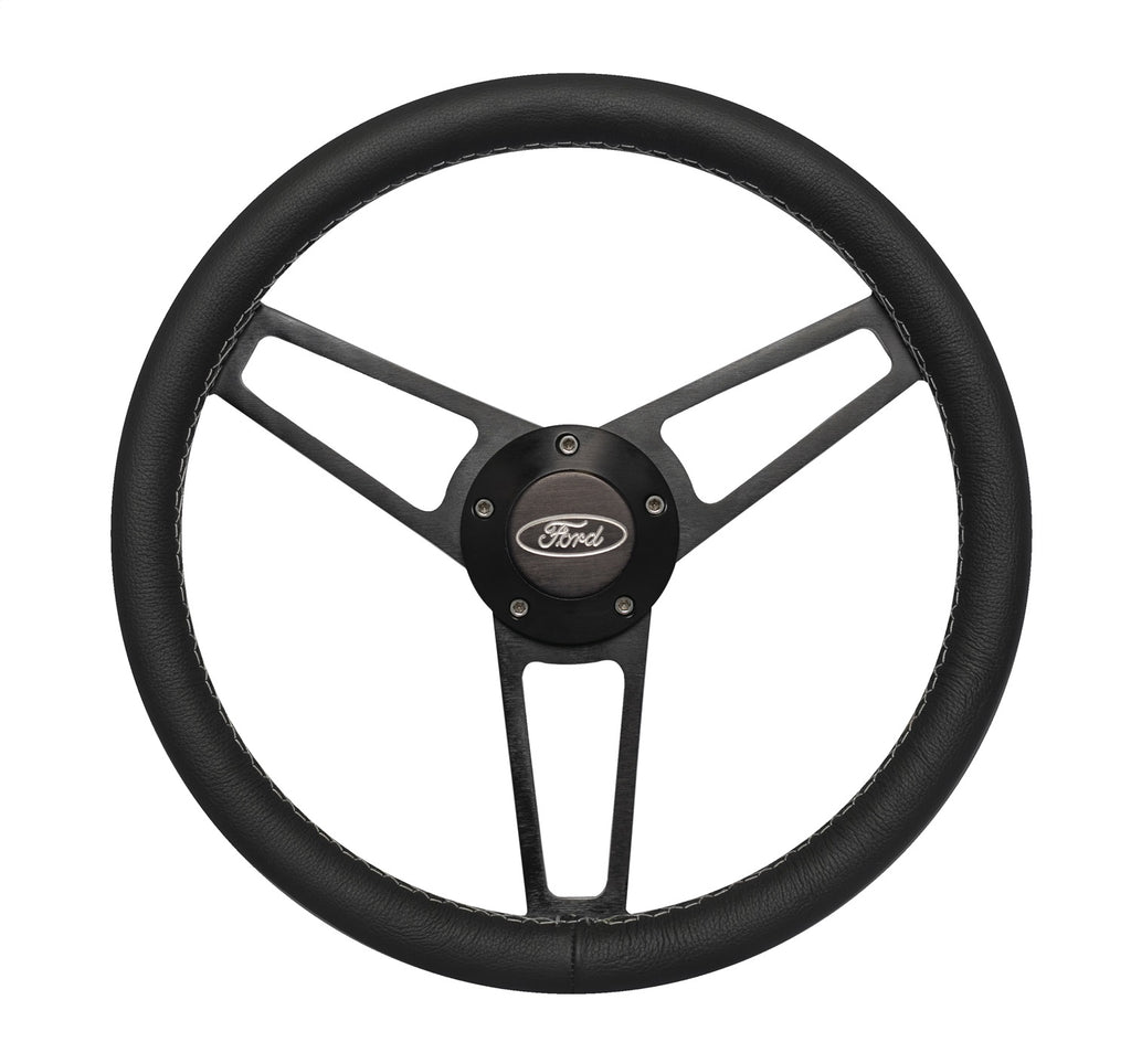Grant 1908 Billet Series Leather Wheel and Installation Kit for Select Ford Bronco, Ford Courier, Ford E-100 Econoline, Ford E-100 Econoline Club Wagon, Ford E-150 Econoline, Ford E-150 Econoline Club Wagon, Ford E-250 Econoline, Ford E-250 Econoline