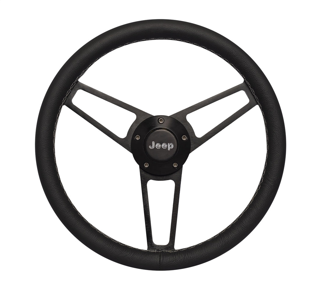 Grant 1909 Billet Series Leather Wheel and Installation Kit for Select Jeep CJ5, Jeep CJ7, Jeep Cherokee, Jeep Comanche, Jeep J10, Jeep J20, Jeep Scrambler, Jeep Wagoneer, Jeep Wrangler