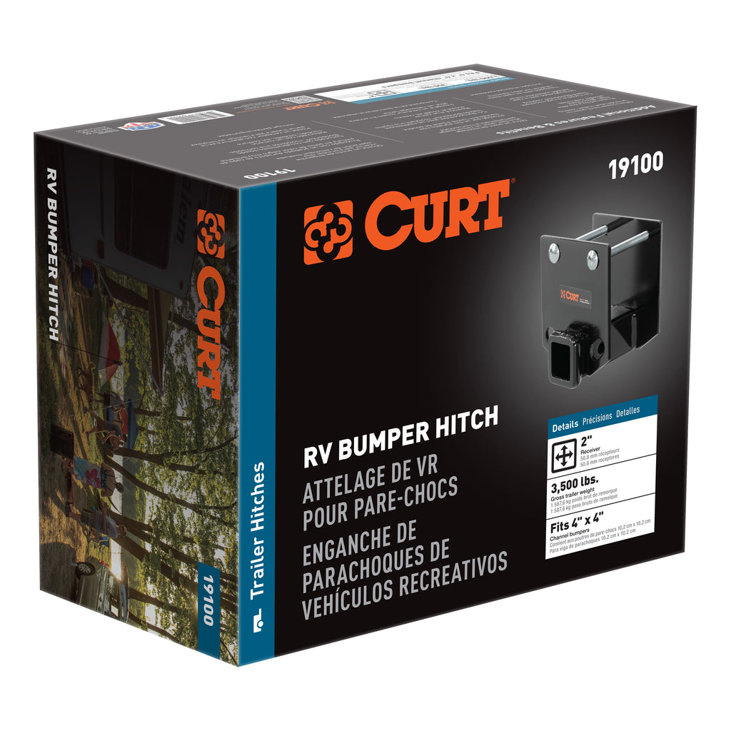 CURT 19100 RV Bumper Hitch with 2" Receiver (Fits 4" x 4" Bumper Beams)