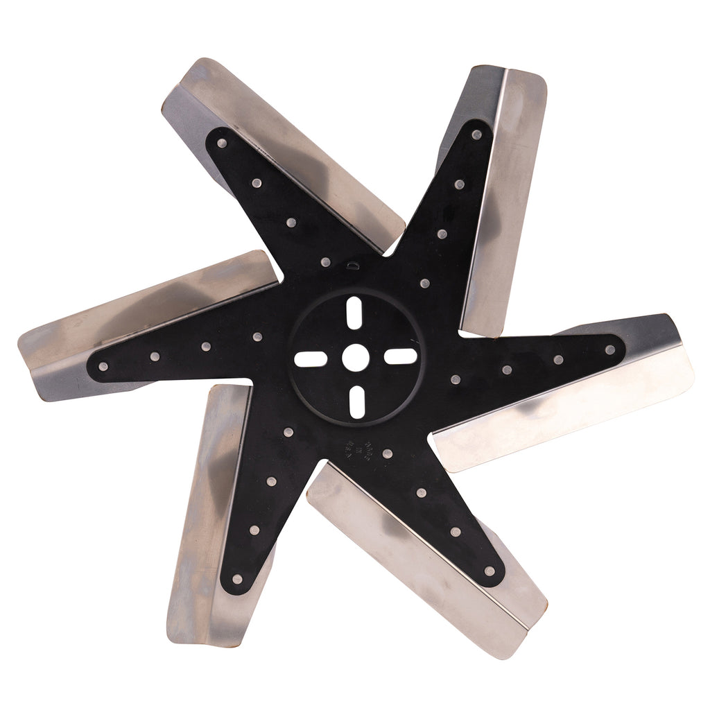 Derale 19115 15" High Performance Stainless Steel Standard Rotation Flex Fan, Black Hub