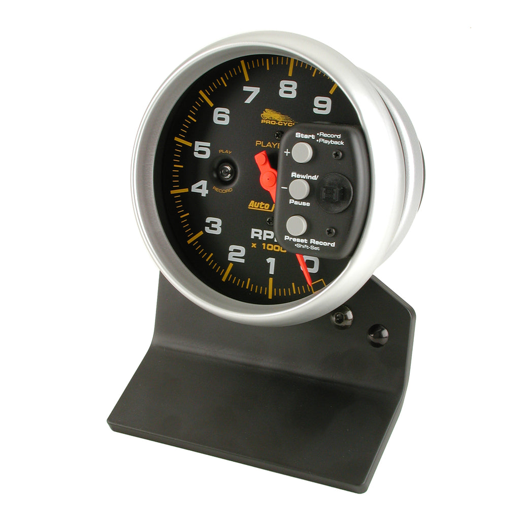 AutoMeter 19266 GAUGE, TACH, 5", 9K RPM, PEDESTAL W/ RPM PLAYBACK, BLACK, PRO-CYCLE