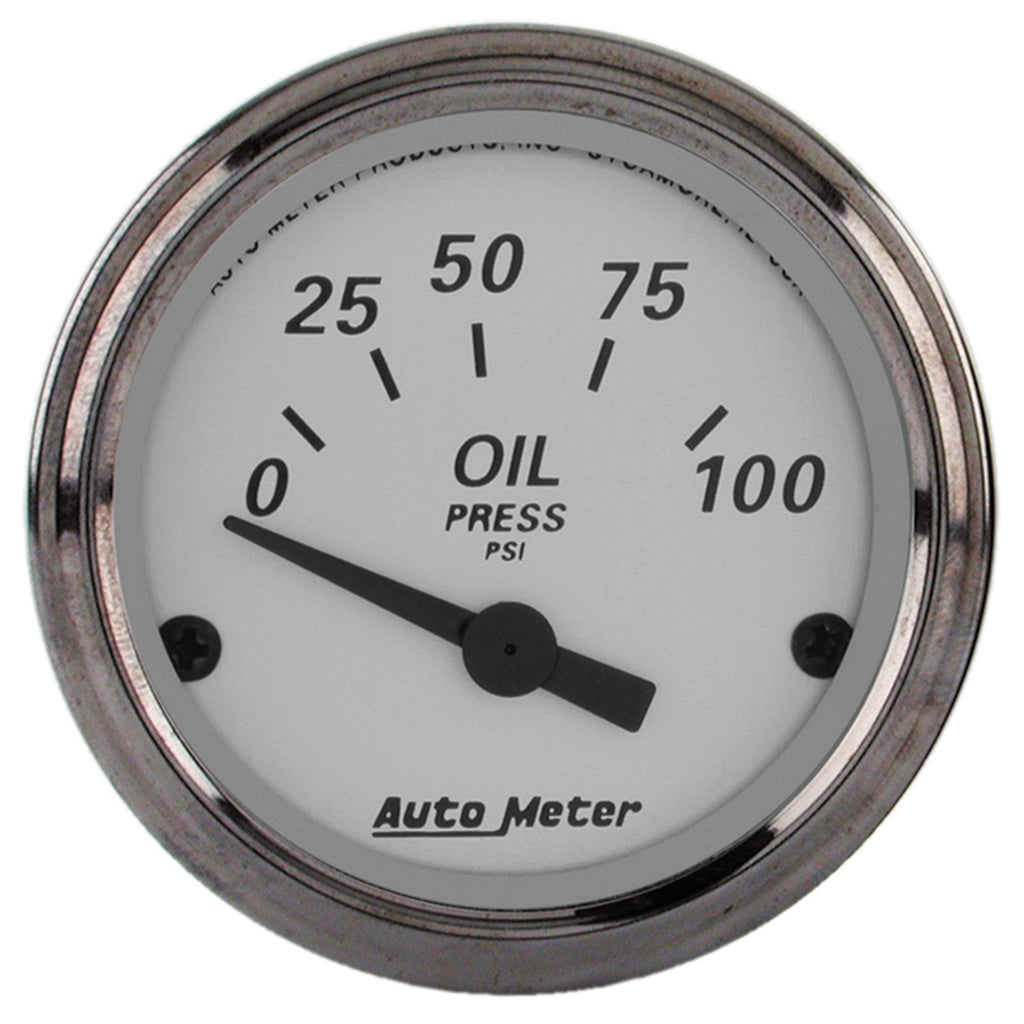 AutoMeter 1928 GAUGE, OIL PRESS, 2 1/16", 100PSI, ELEC, AMERICAN PLATINUM