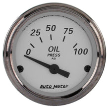 Load image into Gallery viewer, AutoMeter 1928 GAUGE, OIL PRESS, 2 1/16", 100PSI, ELEC, AMERICAN PLATINUM