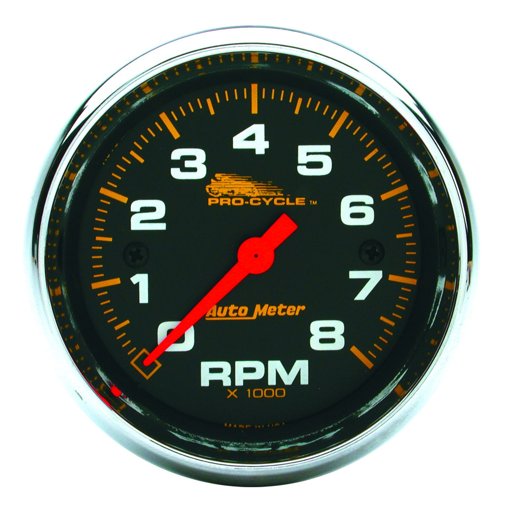 AutoMeter 19304 GAUGE, TACH, 2 5/8", 8K RPM, 2&4 CYLINDER, BLACK, PRO-CYCLE