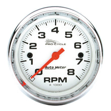 Load image into Gallery viewer, AutoMeter 19305 GAUGE, TACH, 2 5/8", 8K RPM, 2&amp;4 CYLINDER, WHITE, PRO-CYCLE