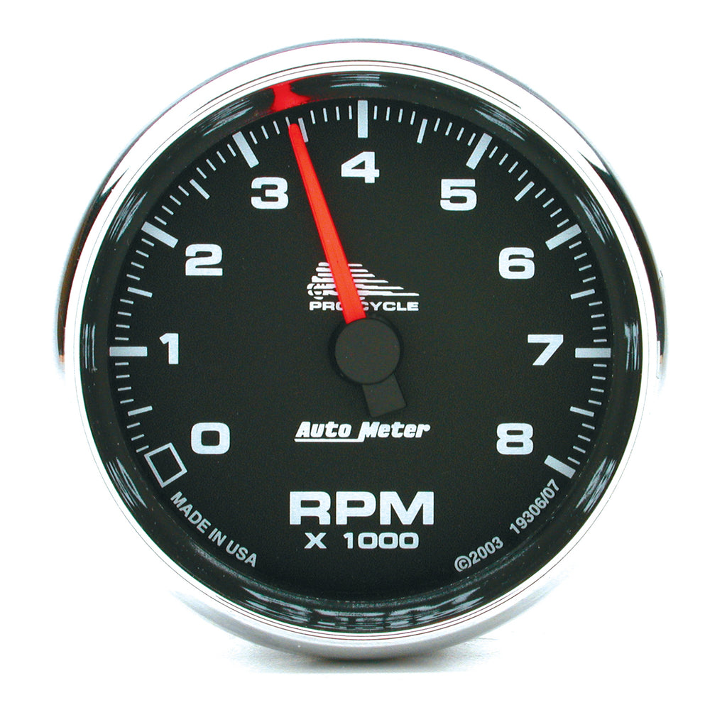 AutoMeter 19306 GAUGE, TACH, 2 5/8", 8K RPM, 2&4 CYLINDER, BLACK, PRO-CYCLE
