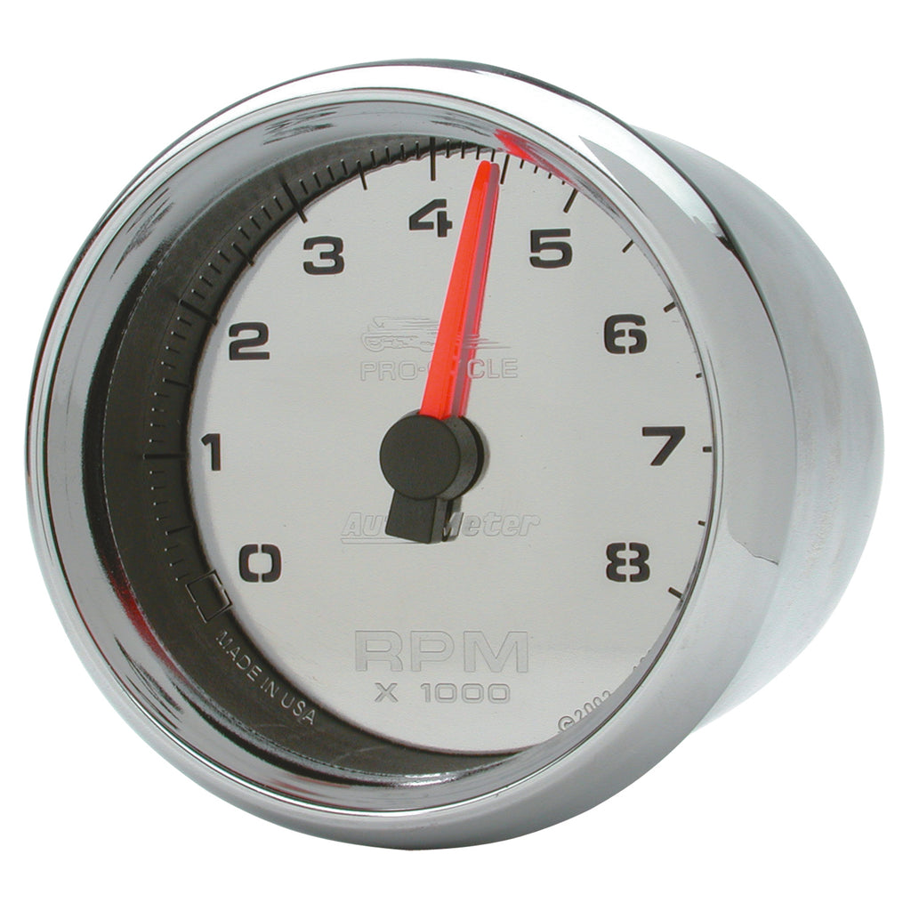 AutoMeter 19308 GAUGE, TACH, 2-5/8", 8K RPM, 2&4 CYLINDER, CHROME, PRO-CYCLE