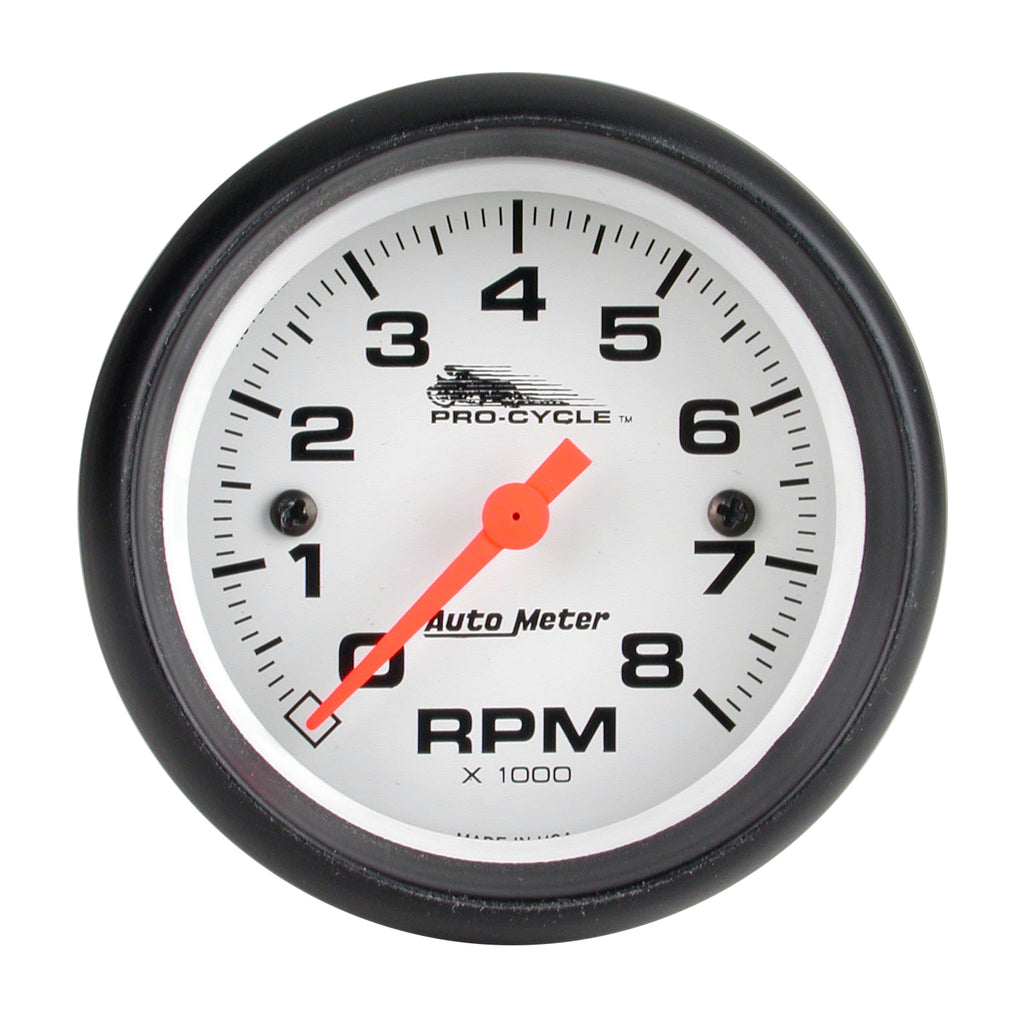 AutoMeter 19325 GAUGE, TACH, 2 5/8", 8K RPM, 2&4 CYLINDER, WHITE, PRO-CYCLE