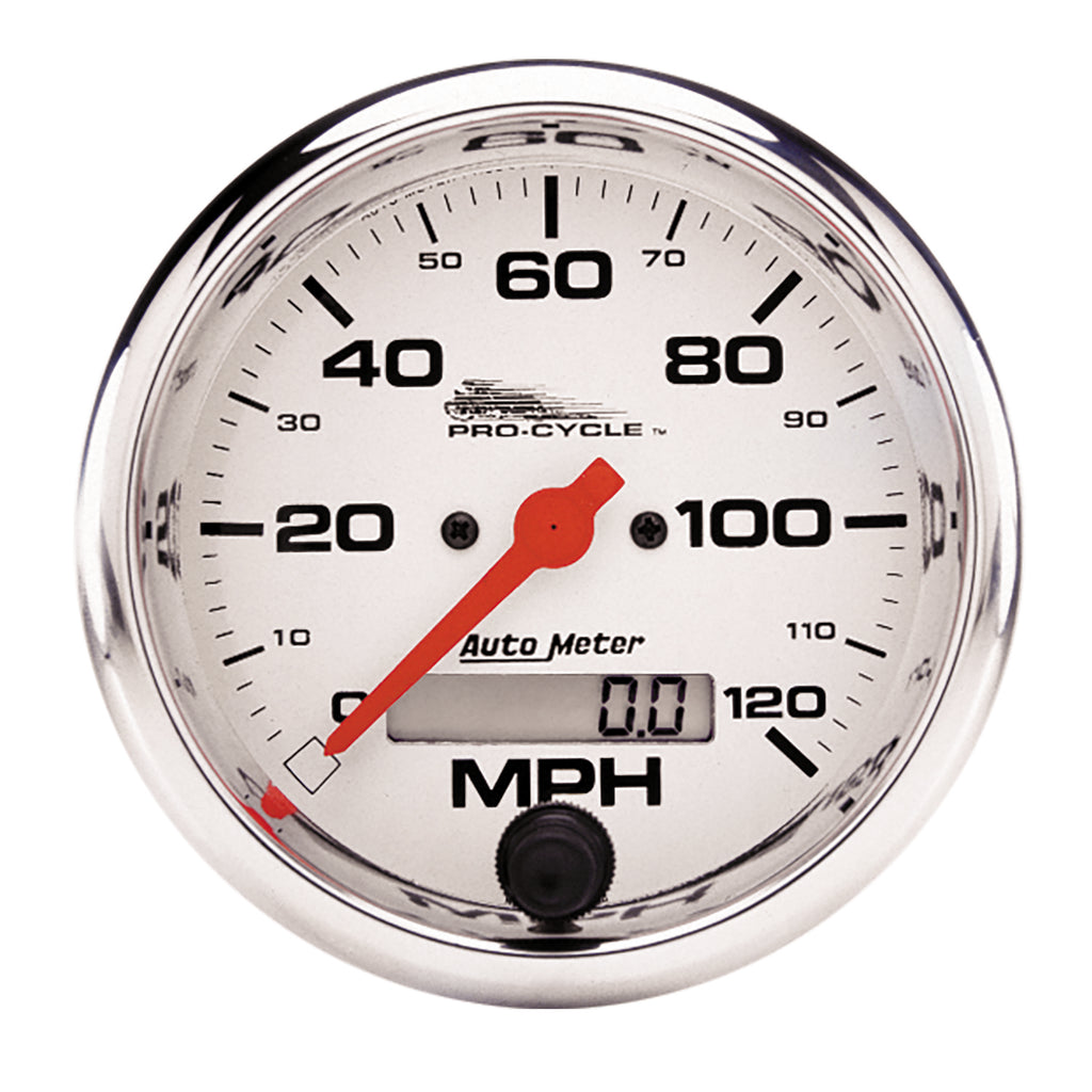 AutoMeter 19351 GAUGE, SPEEDO, 3 3/4", 120 MPH, ELEC, WHITE, PRO-CYCLE