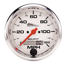 Load image into Gallery viewer, AutoMeter 19351 GAUGE, SPEEDO, 3 3/4", 120 MPH, ELEC, WHITE, PRO-CYCLE