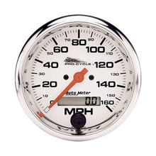 Load image into Gallery viewer, AutoMeter 19355 GAUGE, SPEEDO, 3 3/4", 160 MPH, ELEC, WHITE, PRO-CYCLE