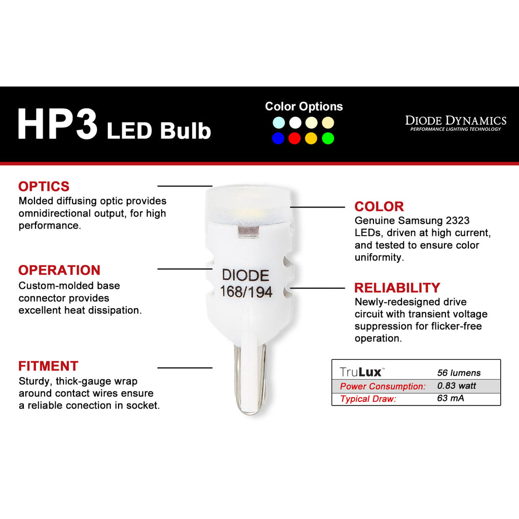 194-Led-Bulb-Hp3-Led---Amber-Short-(Pair)